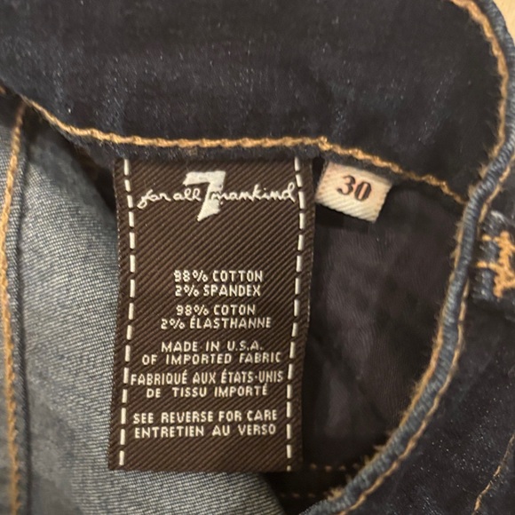 7 For All Mankind Dark Blue Jeans with Tan Stitching - Picture 7 of 7